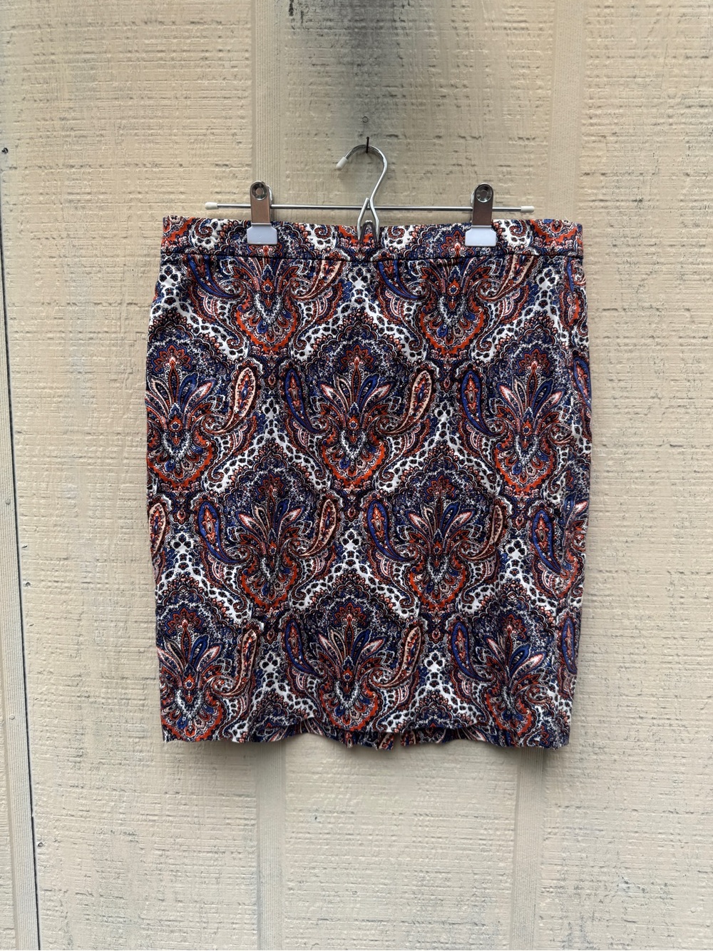 J. Crew Pencil Skirt Paisley Mini in Purple & Red